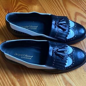 Florsheim Black and White Tassel Loafers